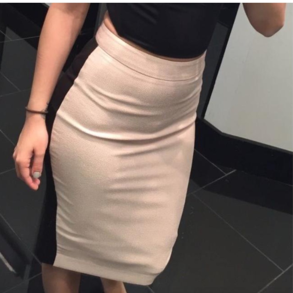 Bebe Pale Pink High Waisted Leather Pencil Skirt 2